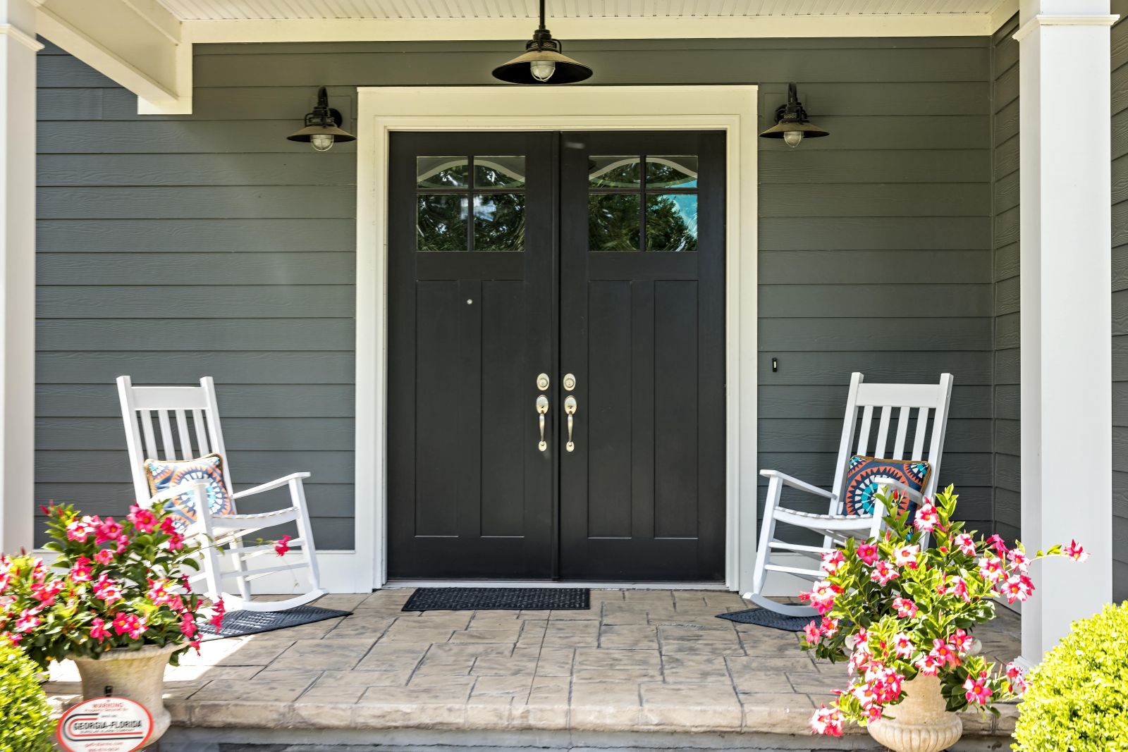 elegant black front door of lovely home