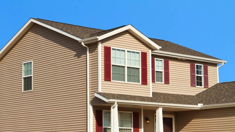 A house with red shutters