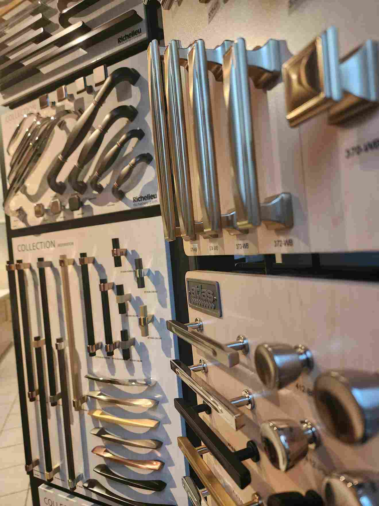 Various hardware pieces and knobs are presented in a display setting in Raleigh, NC