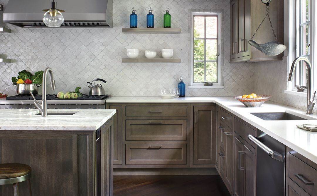 Plain & Fancy custom kitchen cabinetry with quartz countertops and modern farmhouse design