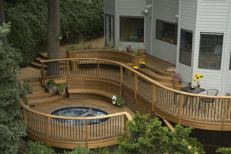 A deck in Millersville, Baltimore, MD, featuring a hot tub and stylish railing