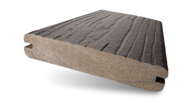MoistureShield Vision Capped Wood Composite Decking board in a dark brown finish