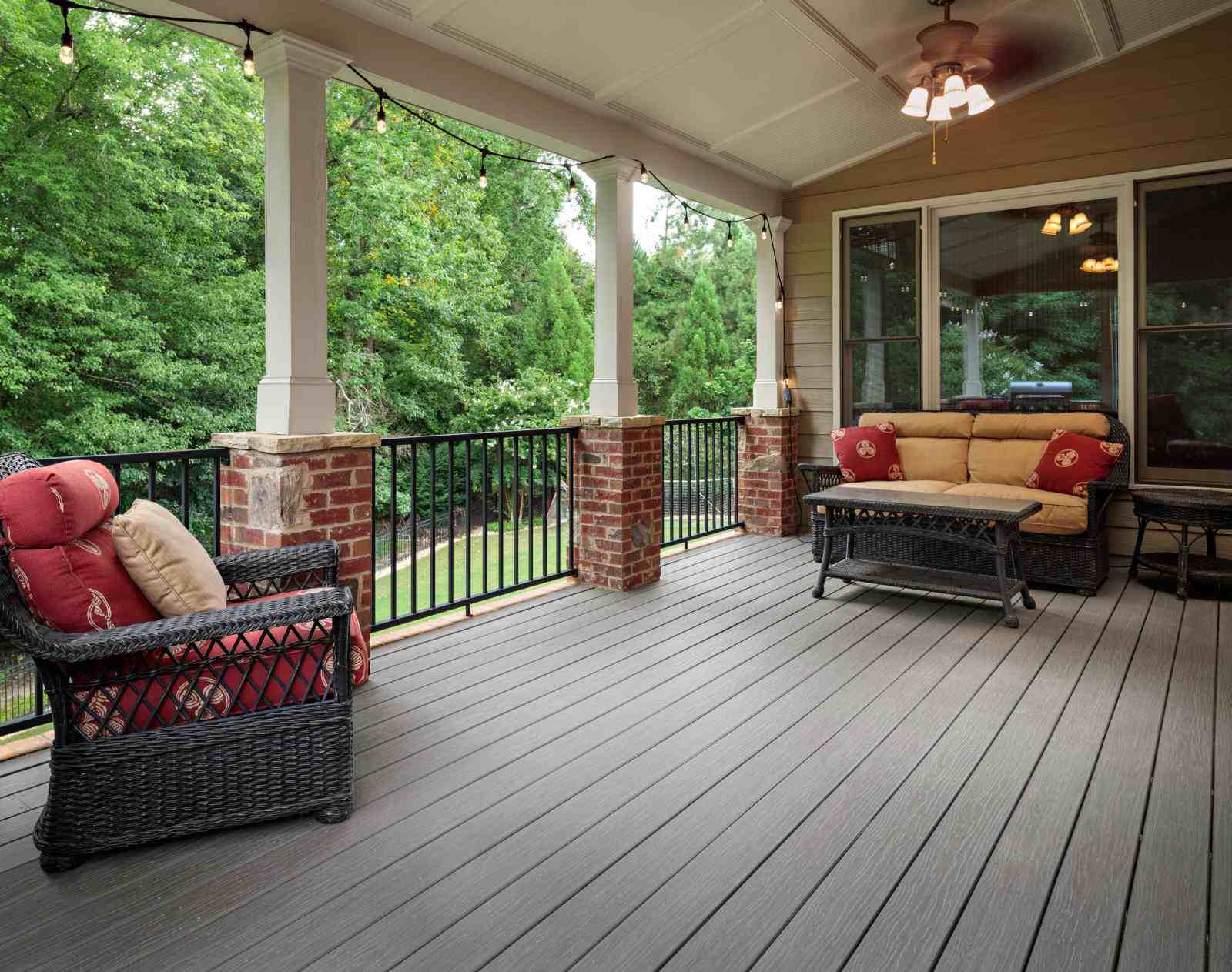 A porch in Millersville and Baltimore, MD, featuring a stylish balcony railing and furniture