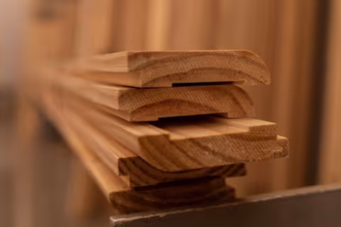 A stack of wood planks